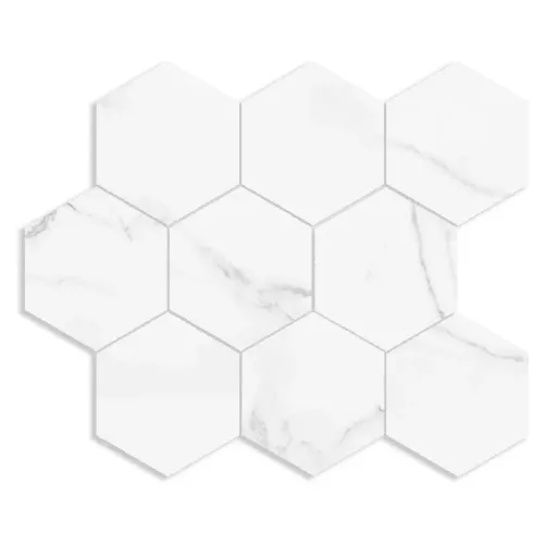 Baldosa Artico White Home Hexagono 35.5x29.2 Mate. Azulejos Mármol