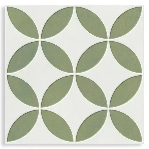 Baldosa Hidráulica Mayari Green Petals 22.3x22.3 Mate para interior