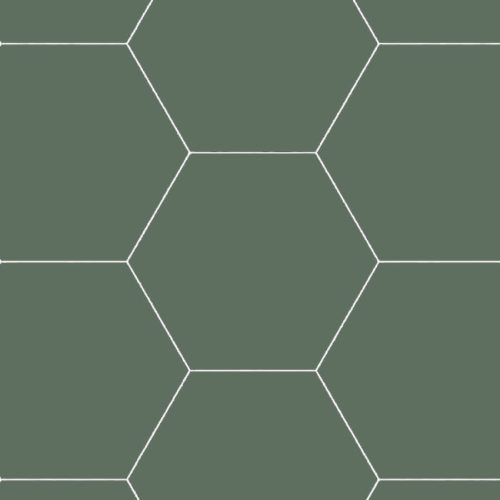 azulejo verde oscuro en formato hexagonal Basic Hex Moss 22x25