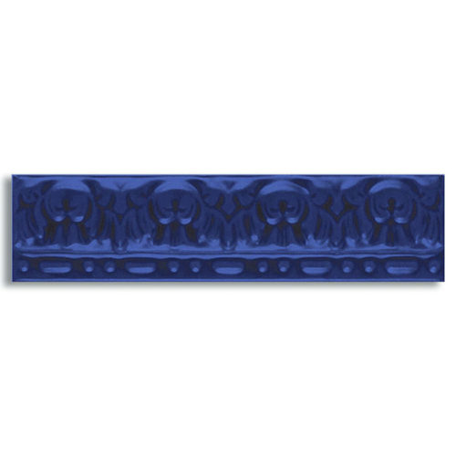 Azulejo Cartuja Rib Moldura Relieve Azul Valencia 5x20 Brillo para cocinas y baños. Venta online