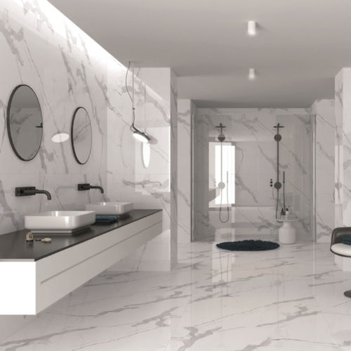 azulejos baño marmol brillo para suelos y paredes CIES BLANCO