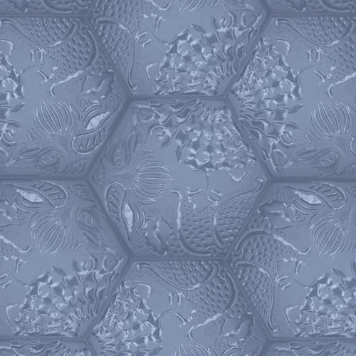 azulejos azules con texturas formato hexagonal