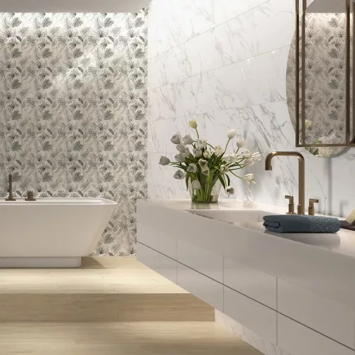 Azulejo marmoleado para paredes de baños Magnifique Decor 30x90 Mate Rec -